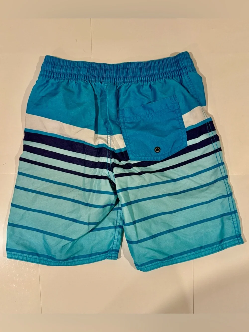 Old Navy Teal & Navy Striped Swim Trunks Boys Size M 8